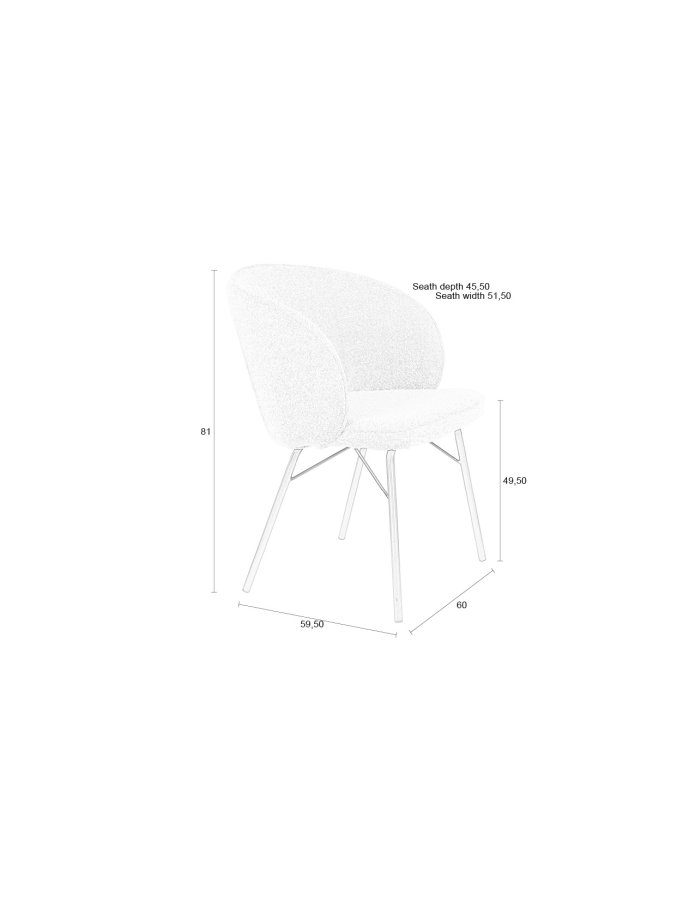 WHITE LABEL LIVING Joa spisestuestol, med armlen - beige polyester og svart jern