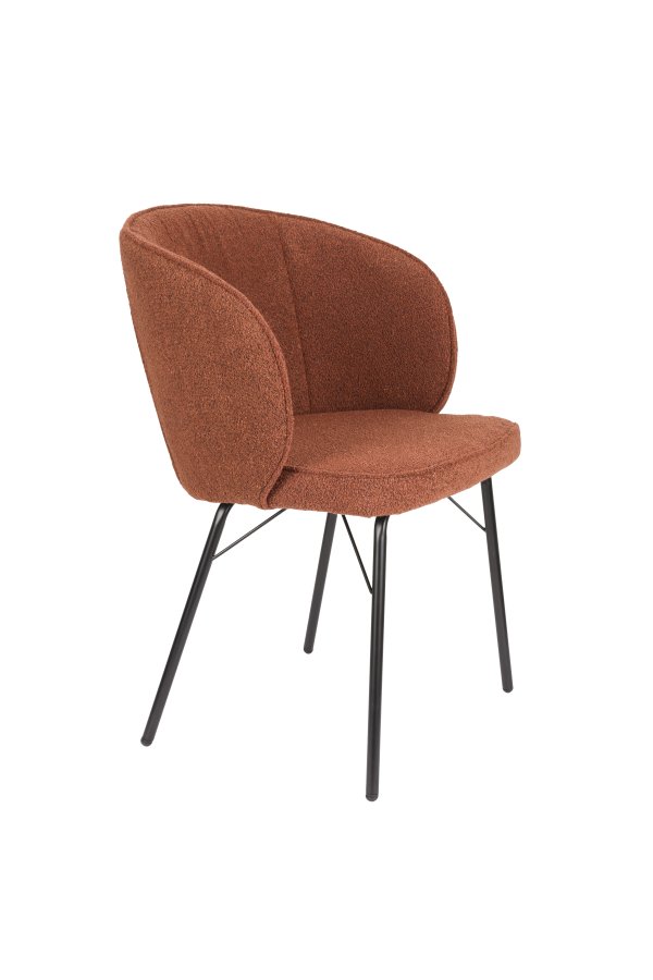 WHITE LABEL LIVING Joa spisestuestol, med armlen - terra polyester og svart jern