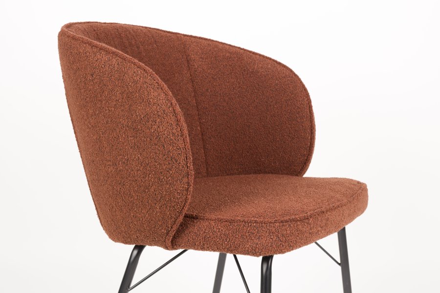 WHITE LABEL LIVING Joa spisestuestol, med armlen - terra polyester og svart jern