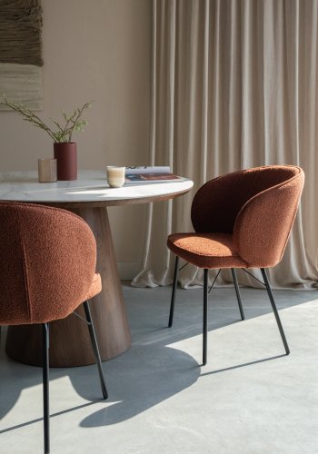 WHITE LABEL LIVING Joa spisestuestol, med armlen - terra polyester og svart jern