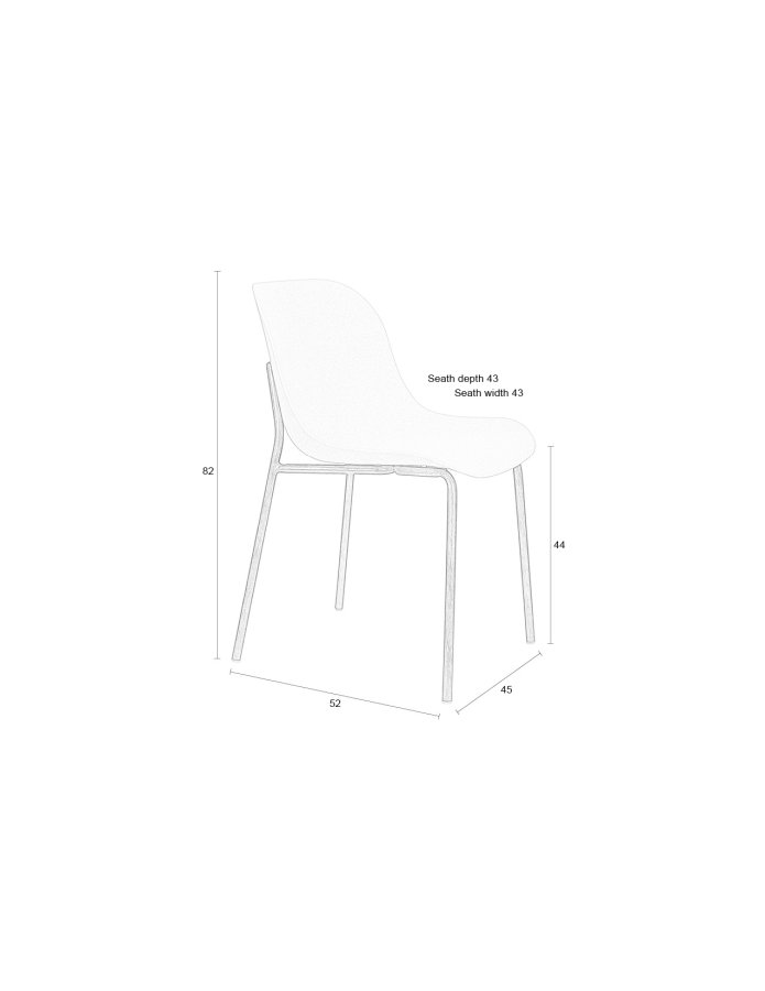 WHITE LABEL LIVING Spisestuestol i hvete – hvit polypropylen og metall