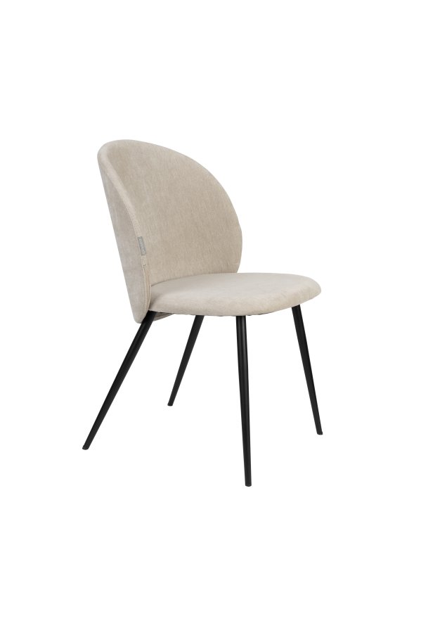 ZUIVER Koselig spisestol - beige polyesterflyel og sort metall