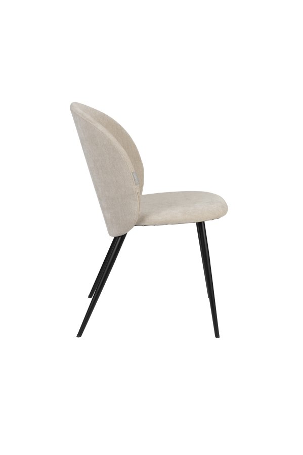 ZUIVER Koselig spisestol - beige polyesterflyel og sort metall