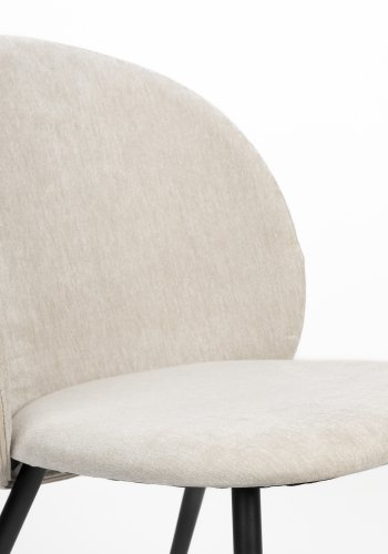 ZUIVER Koselig spisestol - beige polyesterflyel og sort metall