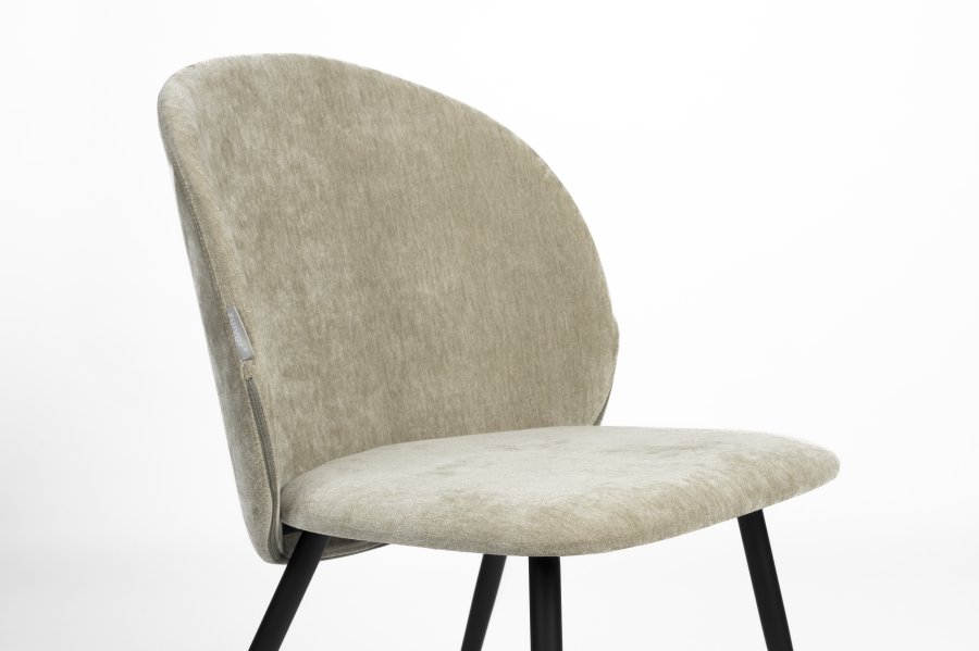 ZUIVER Koselig spisestol - mosegrnn polyesterflyel og sort metall