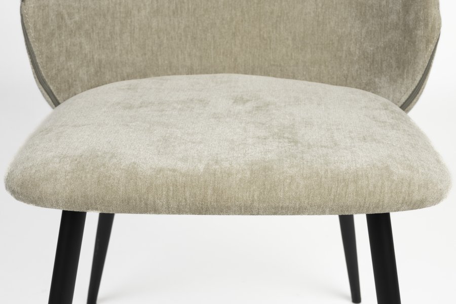 ZUIVER Koselig spisestol - mosegrnn polyesterflyel og sort metall