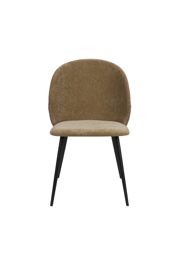 ZUIVER Koselig spisestol - sennepspolyesterflyel og sort metall