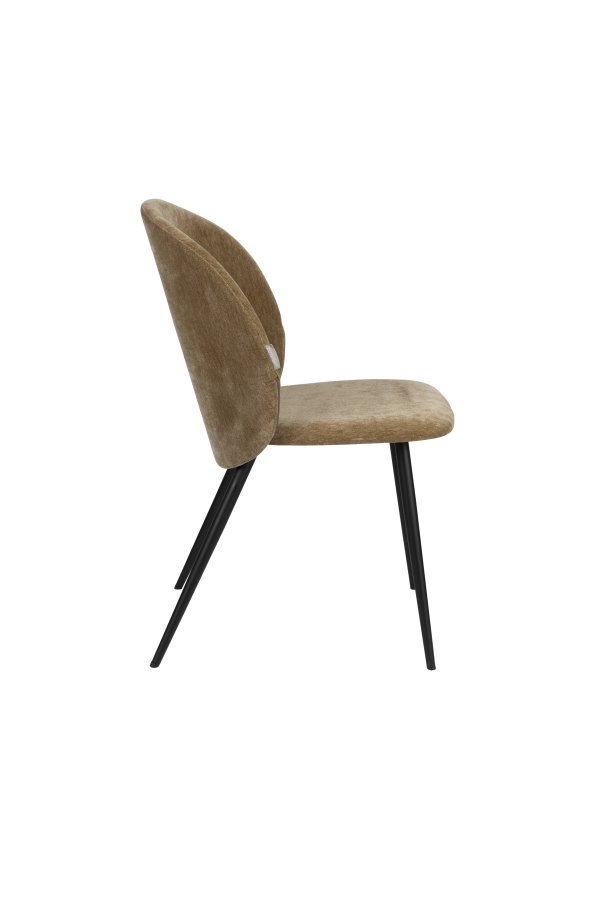 ZUIVER Koselig spisestol - sennepspolyesterflyel og sort metall