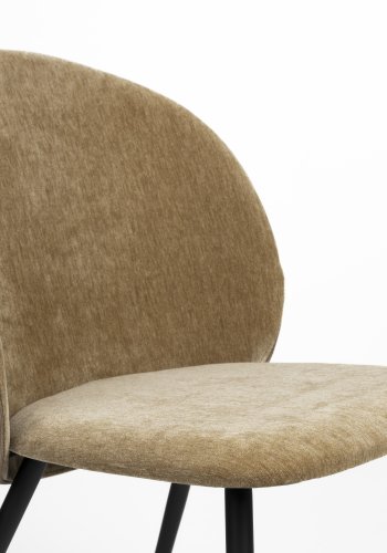 ZUIVER Koselig spisestol - sennepspolyesterflyel og sort metall