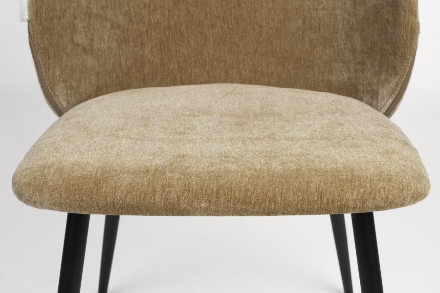 ZUIVER Koselig spisestol - sennepspolyesterflyel og sort metall