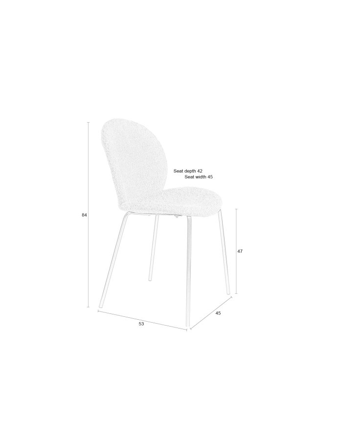 ZUIVER Bonnet spisebordstol - beige polyester teddystoff og sort metall