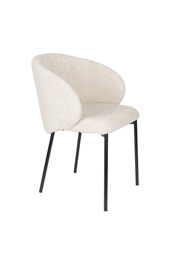 WHITE LABEL LIVING Ayle spisestuestol, med armlen - off-white polyester og svart jern