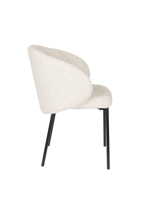 WHITE LABEL LIVING Ayle spisestuestol, med armlen - off-white polyester og svart jern