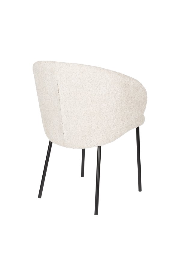 WHITE LABEL LIVING Ayle spisestuestol, med armlen - off-white polyester og svart jern