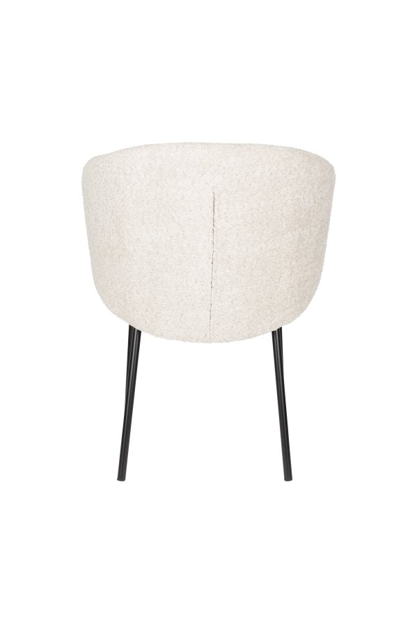 WHITE LABEL LIVING Ayle spisestuestol, med armlen - off-white polyester og svart jern