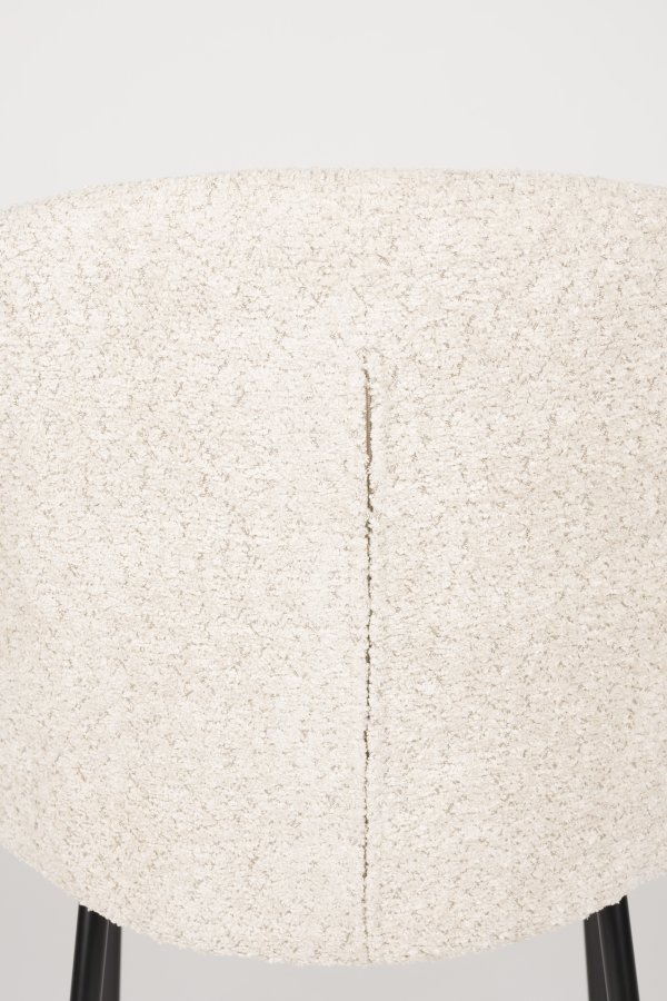 WHITE LABEL LIVING Ayle spisestuestol, med armlen - off-white polyester og svart jern