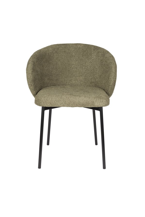 WHITE LABEL LIVING Ayle spisestuestol, med armlen - mosegrnn polyester og svart jern