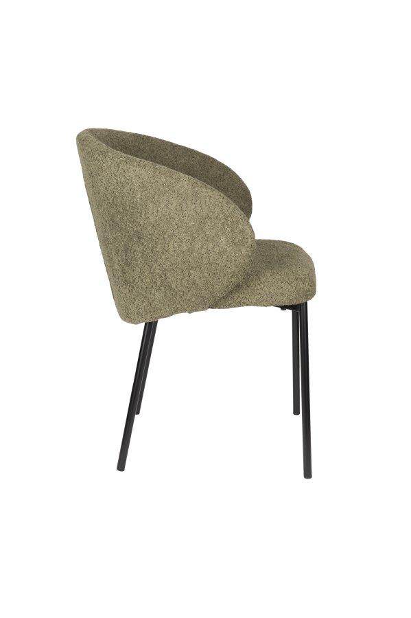 WHITE LABEL LIVING Ayle spisestuestol, med armlen - mosegrnn polyester og svart jern