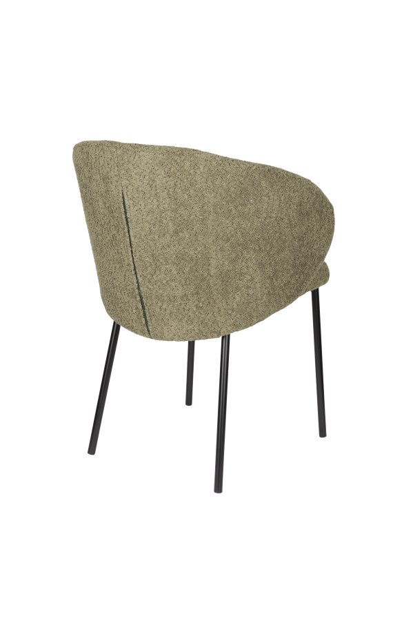 WHITE LABEL LIVING Ayle spisestuestol, med armlen - mosegrnn polyester og svart jern