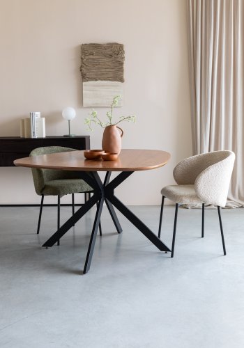 WHITE LABEL LIVING Ayle spisestuestol, med armlen - mosegrnn polyester og svart jern