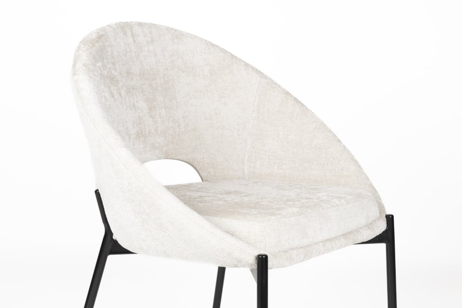 WHITE LABEL LIVING Dando spisestuestol - off-white polyester og svart jern