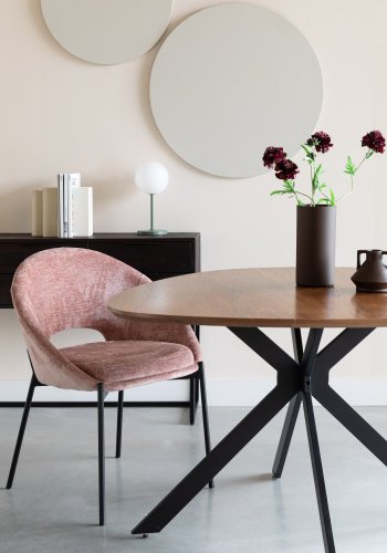 WHITE LABEL LIVING Dando spisestuestol - gammelrosa polyester og svart jern