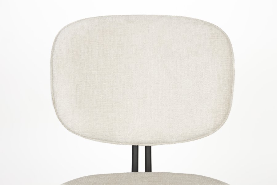 WHITE LABEL LIVING Bouton spisestuestol, stabelbar - off-white polyester og svart jern