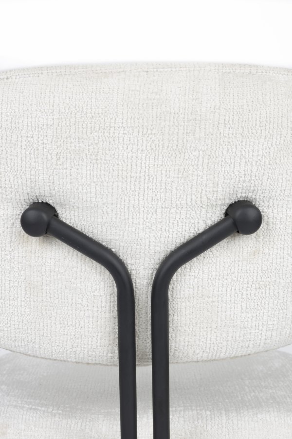 WHITE LABEL LIVING Bouton spisestuestol, stabelbar - off-white polyester og svart jern