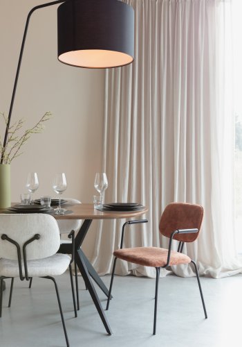 WHITE LABEL LIVING Bouton spisestuestol, stabelbar - terra polyester og svart jern