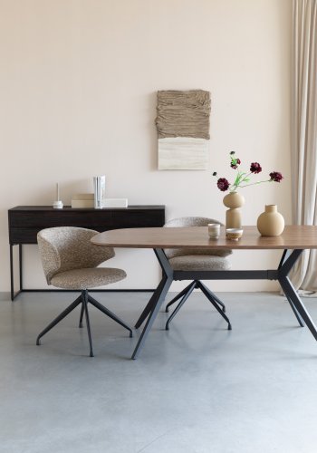 WHITE LABEL LIVING Balado spisestuestol, med hengslene. svingfunksjon - brun polyester og svart jern