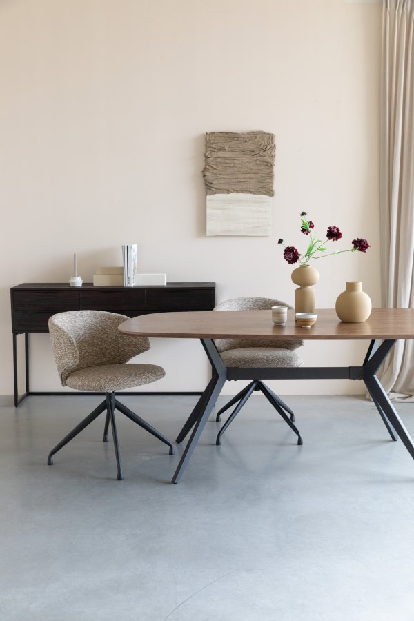 WHITE LABEL LIVING Balado spisestuestol, med hengslene. svingfunksjon - brun polyester og svart jern