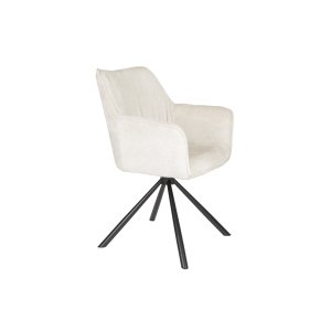 WHITE LABEL LIVING Kodak spisebordsstol, m. armln og drejefunktion - beige polyester og sort jern