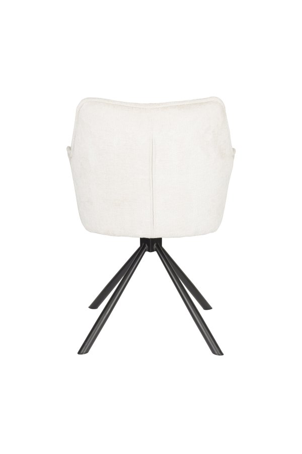 WHITE LABEL LIVING Kodak spisestuestol, med armlen og svingfunksjon - beige polyester og svart jern