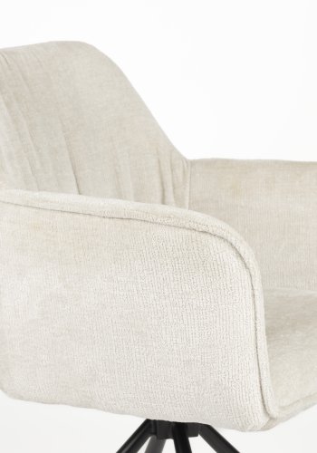 WHITE LABEL LIVING Kodak spisestuestol, med armlen og svingfunksjon - beige polyester og svart jern