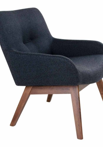 HOUSE NORDIC London lenestol - mrkegrtt stoff/brunt valntttre, med armlener