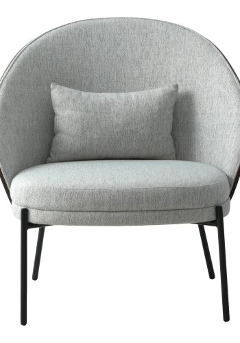 HOUSE NORDIC Canelas lenestol - lysegrt stoff, mrkebrun MDF og sort stl