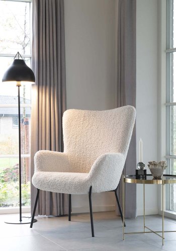 HOUSE NORDIC Glasgow lenestol - kunstig lammeskinn og sort stl