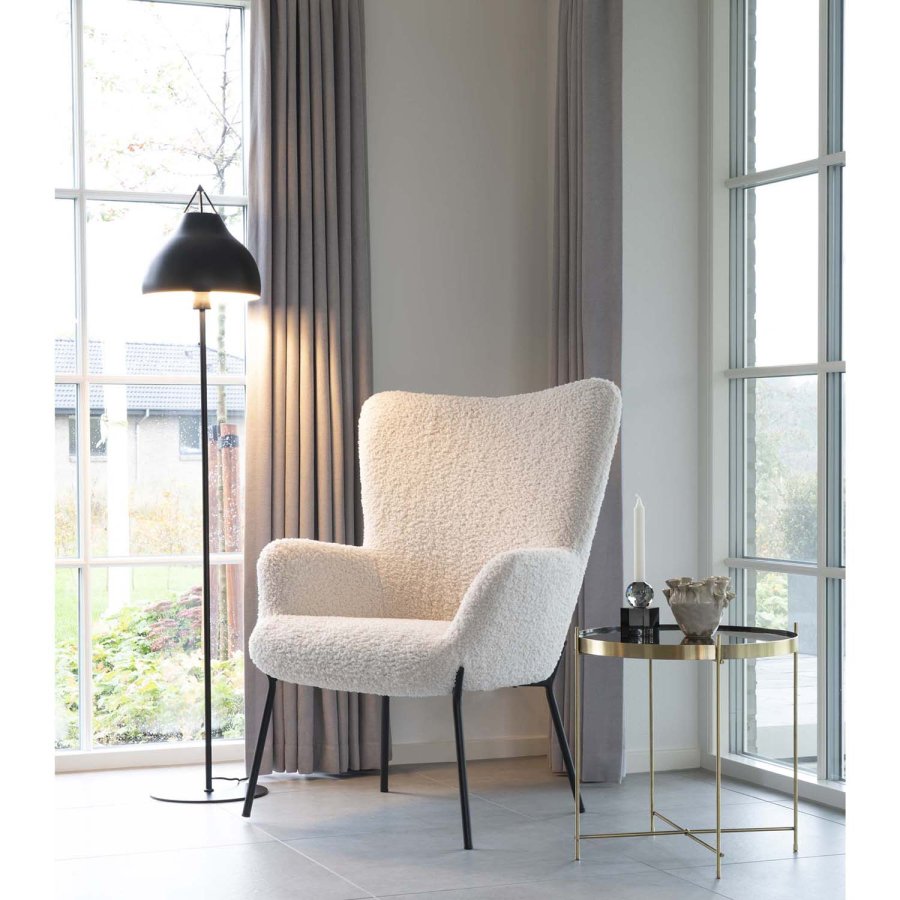 HOUSE NORDIC Glasgow lenestol - kunstig lammeskinn og sort stl