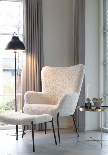 HOUSE NORDIC Glasgow lenestol - kunstig lammeskinn og sort stl