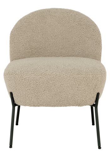 HOUSE NORDIC Merida lenestol - grbrunt kunstig lammeskinn og sort stl