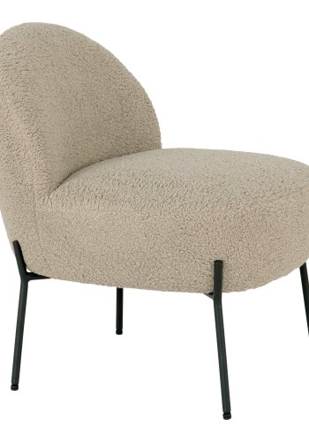 HOUSE NORDIC Merida lenestol - grbrunt kunstig lammeskinn og sort stl