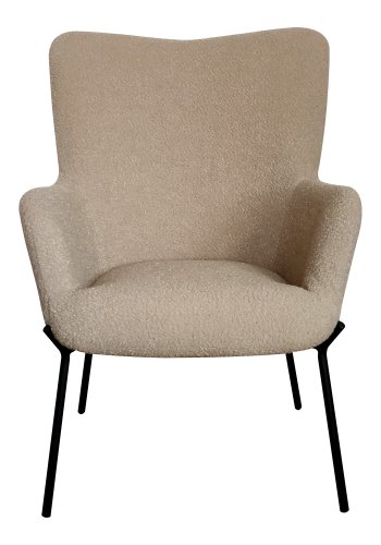 HOUSE NORDIC Glasgow lenestol, med armlener - brunt boucl&eacute; polyesterstoff og sort st�l