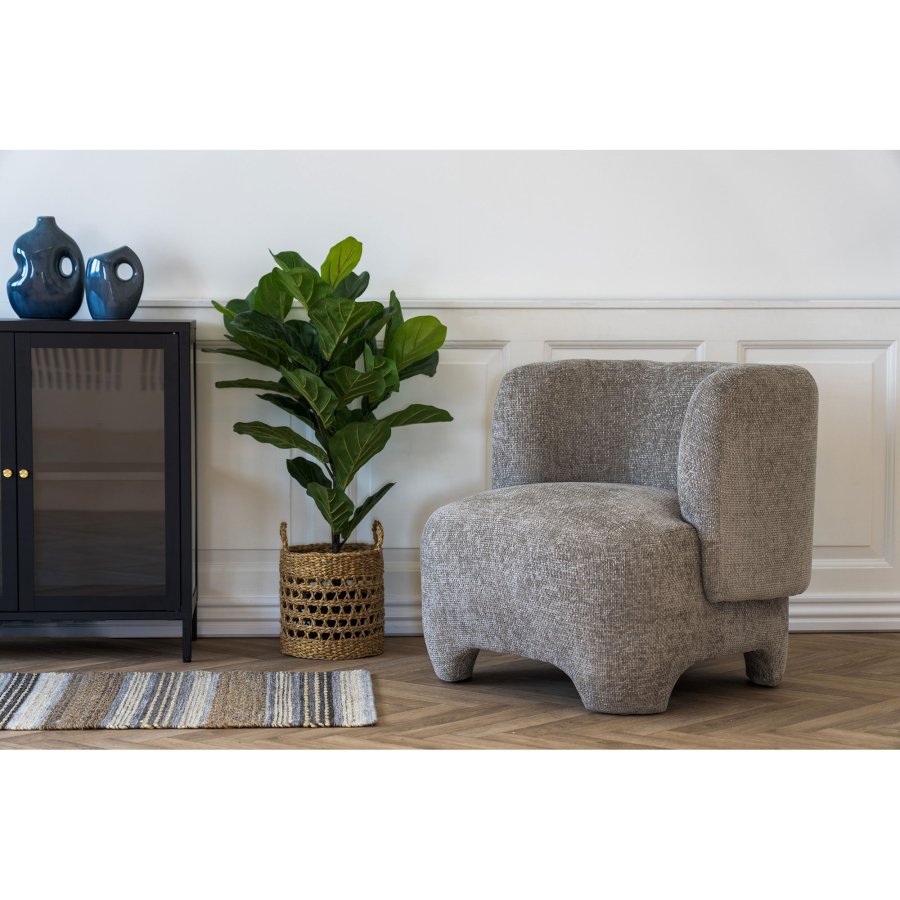 HOUSE NORDIC Nazare lenestol, med armlener - beige polyesterstoff