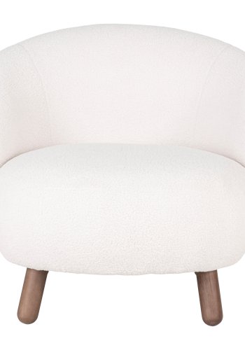 HOUSE NORDIC Savona lenestol - hvit kunstig polyester lammeskinn og valnttfarget gummitre