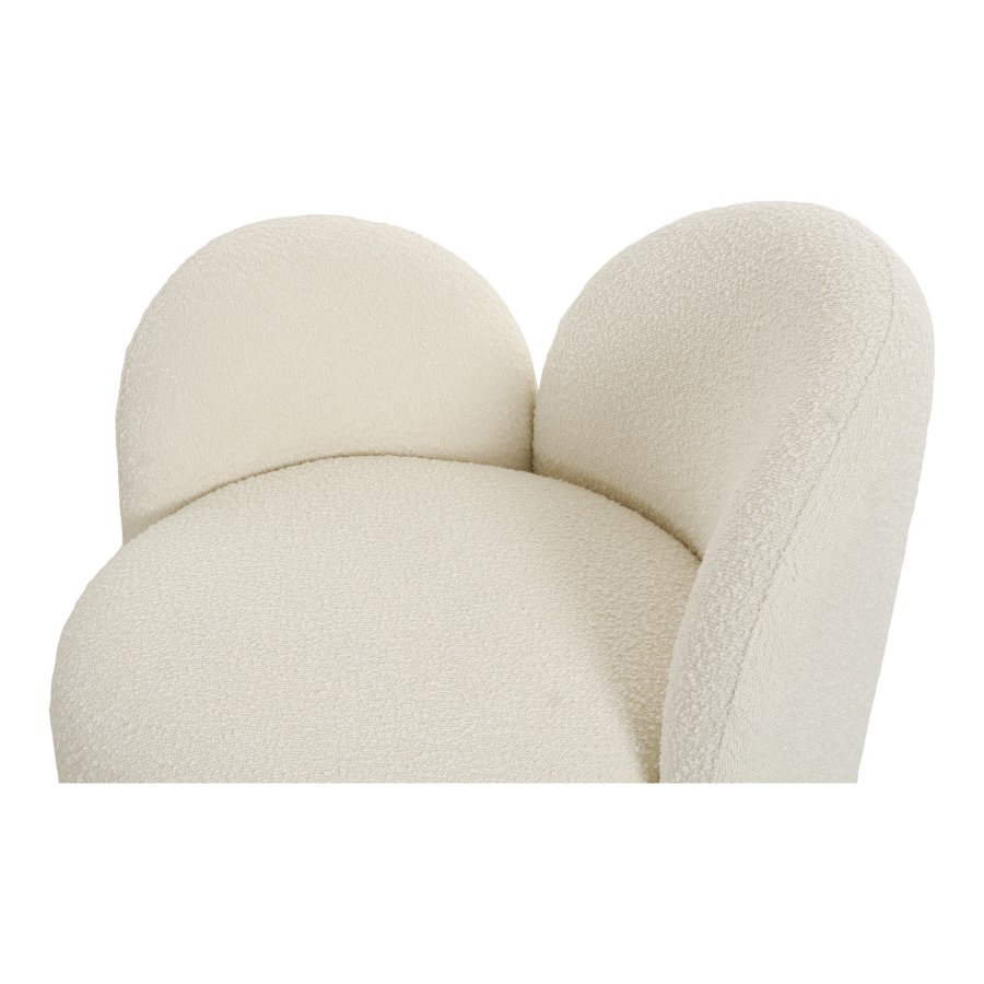 HOUSE NORDIC Honolulu lenestol, venstrevendt, rund - hvit bouclé polyesterstoff