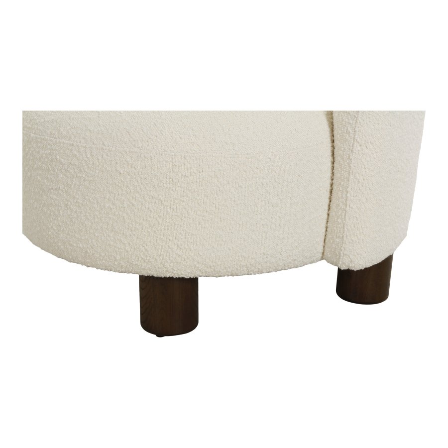 HOUSE NORDIC Honolulu lenestol, venstrevendt, rund - hvit bouclé polyesterstoff