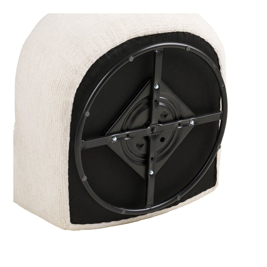 HOUSE NORDIC Milo snurrf�t&ouml;lj och fotpall - benvit polyester och metall (set om 2)