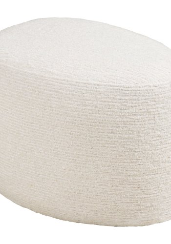 HOUSE NORDIC Milo snurrf�t&ouml;lj och fotpall - benvit polyester och metall (set om 2)