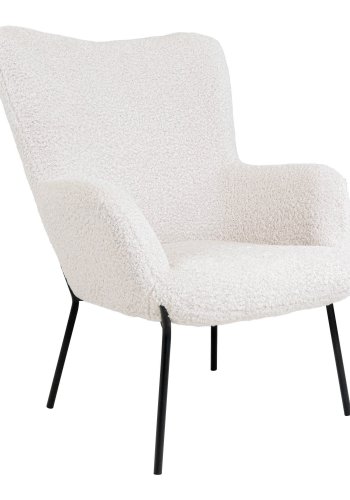 HOUSE NORDIC Glasgow f�t&ouml;lj och fotpall - vit polyester och st�l (set om 2)