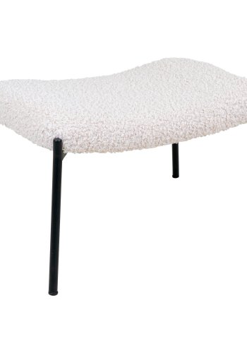 HOUSE NORDIC Glasgow f�t&ouml;lj och fotpall - vit polyester och st�l (set om 2)